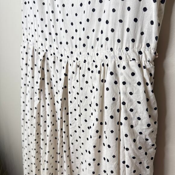 Ines De La Fressange Uniqlo Small Sleeveless Polka Dot Cotton Pleated Dress Chic - Picture 2 of 10